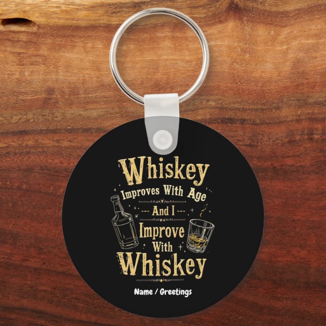 Porte-clés Le Whisky s'améliore avec l'âge, je m'améliore ave (Recto)