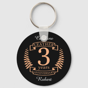 Porte-clés Leather 3 ans mariage anniversaire