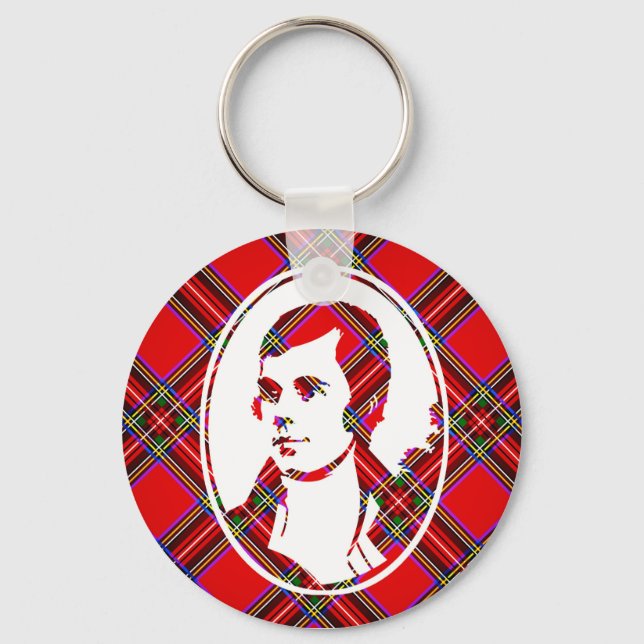 Porte-clés L'Écosse tartan, le barde Robbie Burns (Recto)