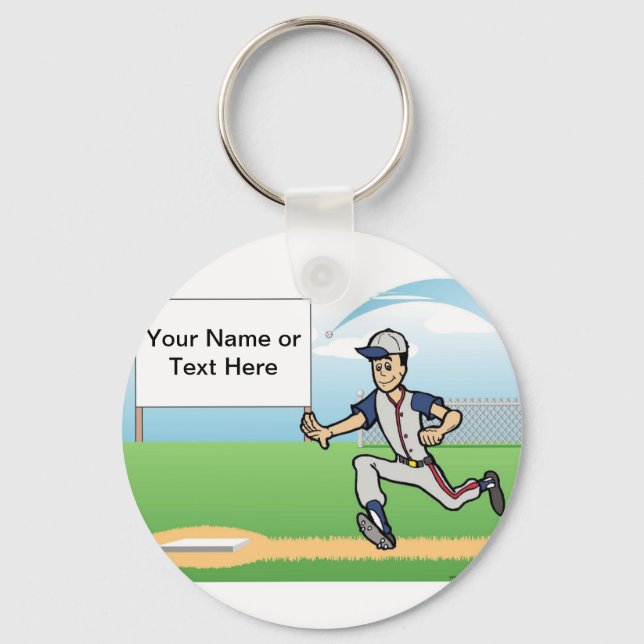 Porte-clés Lecteur de baseball - Dessin masculin par PrintedP (Recto)