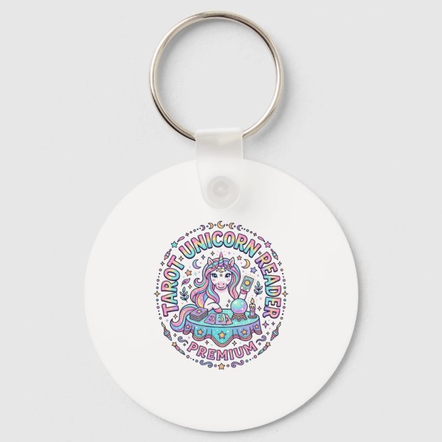 Porte-clés Lecteur de Tarot Licorne Premium Impression Drôle  (Recto)