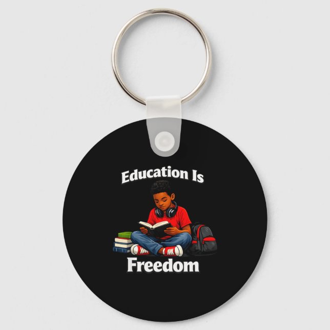 Porte-clés L'éducation est la liberté lecture design histoire (Recto)
