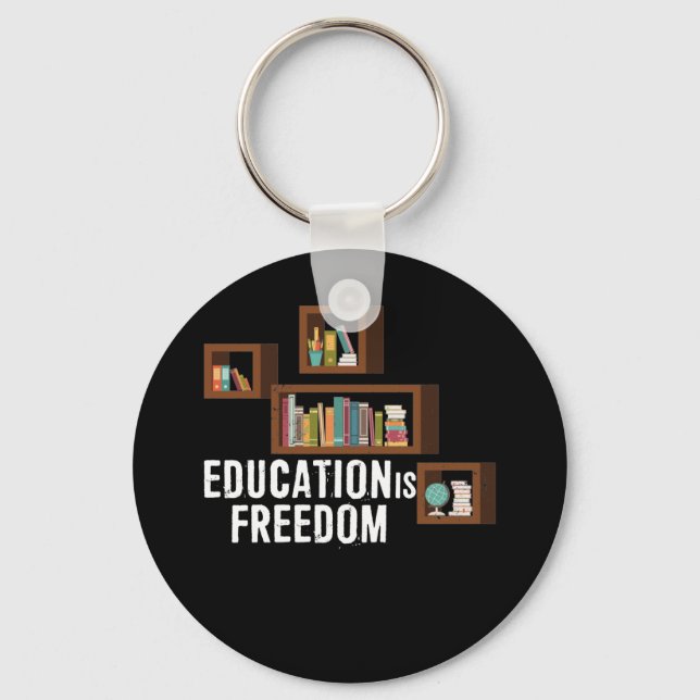 Porte-clés L'éducation est la liberté Noir Histoire Mois Bibl (Recto)