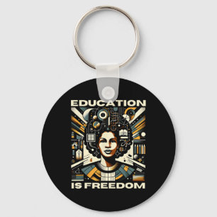 Porte-clés L'éducation est la liberté Noir Livres d'enseignan