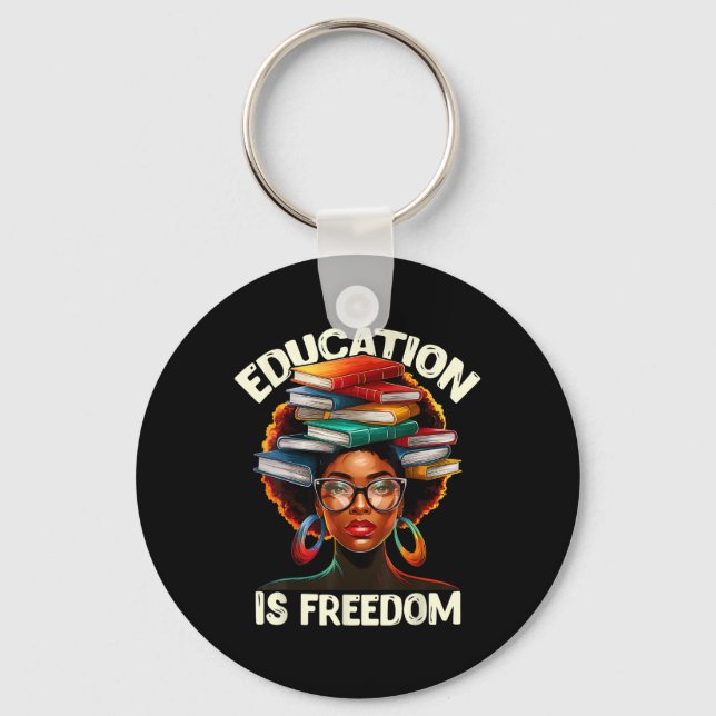 Porte-clés L'éducation est la liberté Professeur noir livres  (Recto)