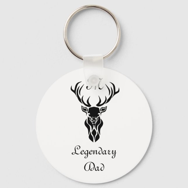 Porte-clés Legendary Dad White Tail Deer Black Silhouette (Recto)