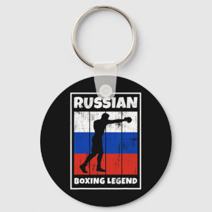 Porte-clés Légende de la boxe russe avec drapeau pour la boît