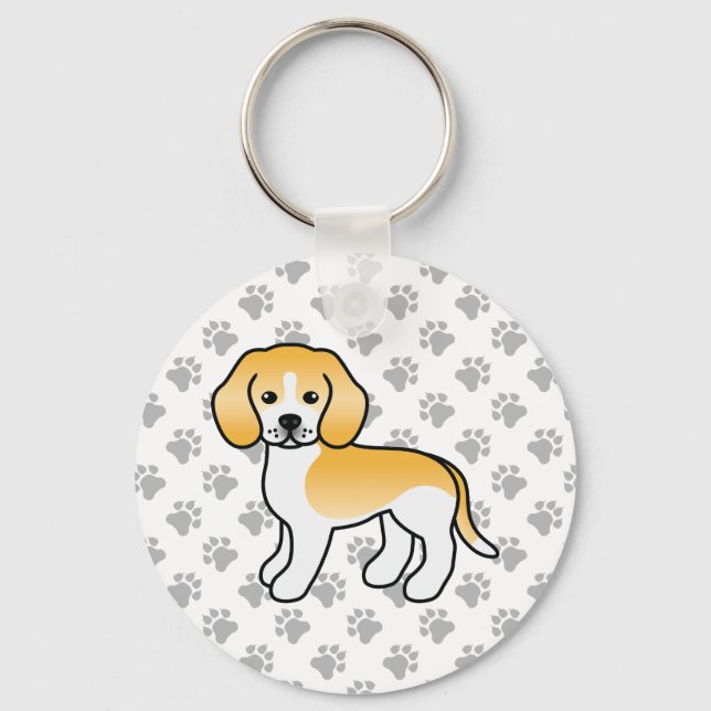 Porte-clés Lemon And White Beagle Cute Dog & Paws (Recto)