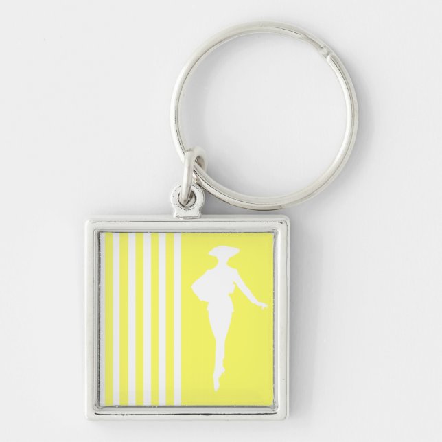 Porte-clés Lemonade Moderne Stripes with Fashion Silhouette (Devant)