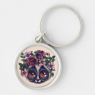 Porte-clés Lémur floral doux