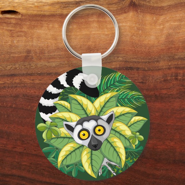 Porte-clés Lemurs of Madagascar in Exotic Jungle (Recto)