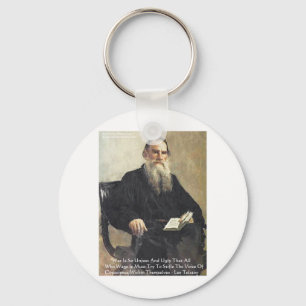 Porte-clés Leo Tolstoï "La guerre est injuste" Don de citatio