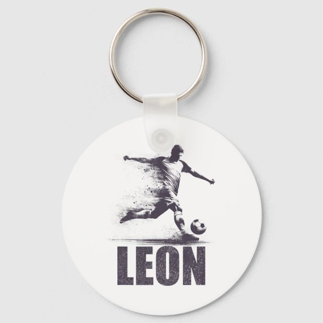 Porte-clés Leon Soccer Boys Personalized First Name Leon  (Recto)