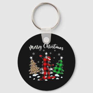 Porte-clés Leopard Buffalo Plaid Snowboard Player Christma
