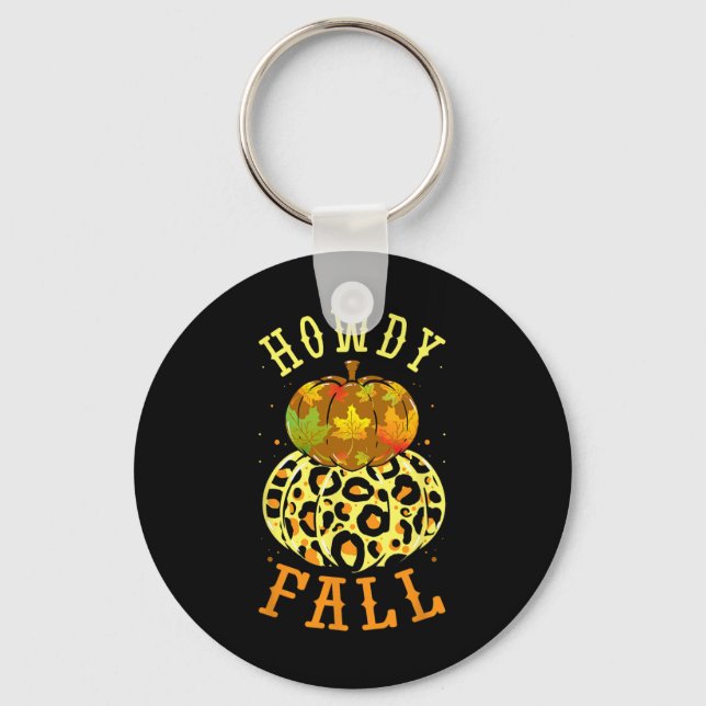 Porte-clés Leopard Howdy Automne Citrouille Ouest Automne Feu (Recto)