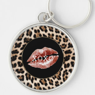 Porte-clés Leopard Print Lèvres Rouges XOXO