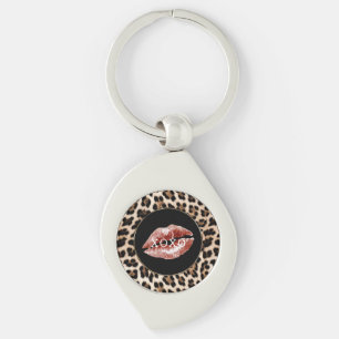 Porte-clés Leopard Print Lèvres Rouges XOXO