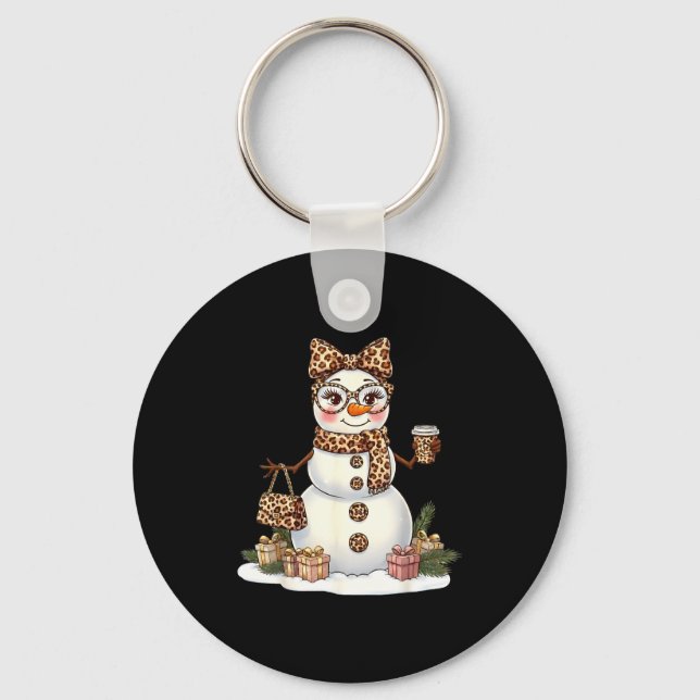 Porte-clés Leopard Snowman With Sungles Funny Christmas Women (Recto)