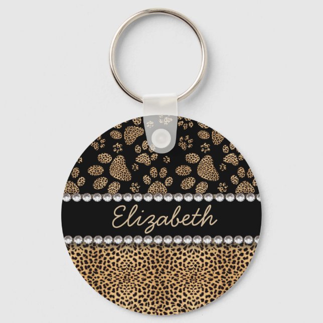 Porte-clés Leopard Spot Paw Prints Rhinestone PHOTO PRINT (Recto)