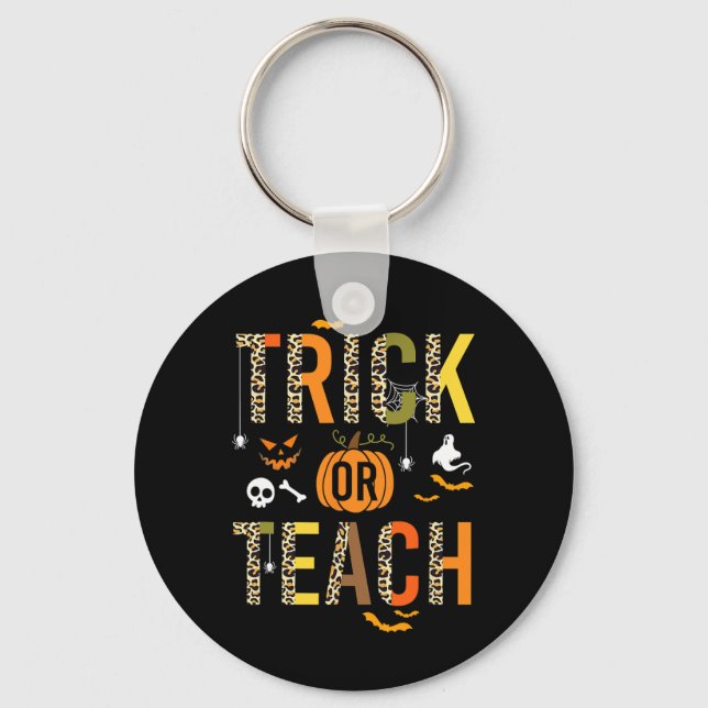 Porte-clés Leopard Trick Ou Enseigner L'École D'Halloween Aut (Recto)