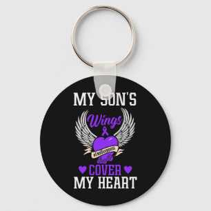 Porte-clés Les ailes de mon fils couvrent mon coeur - Sensibi