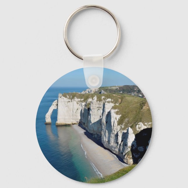 Porte-clés Les célèbres falaises d'Etretat en France (Recto)