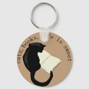 Porte-clés Les chats, livres, la vie est le porte - clé doux