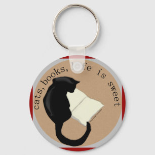 Porte-clés Les chats, livres, la vie est le porte - clé doux