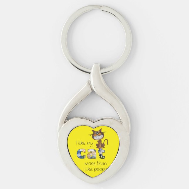Porte-clés "Les chats, meilleure compagnie que les hommes" Œu (Devant)
