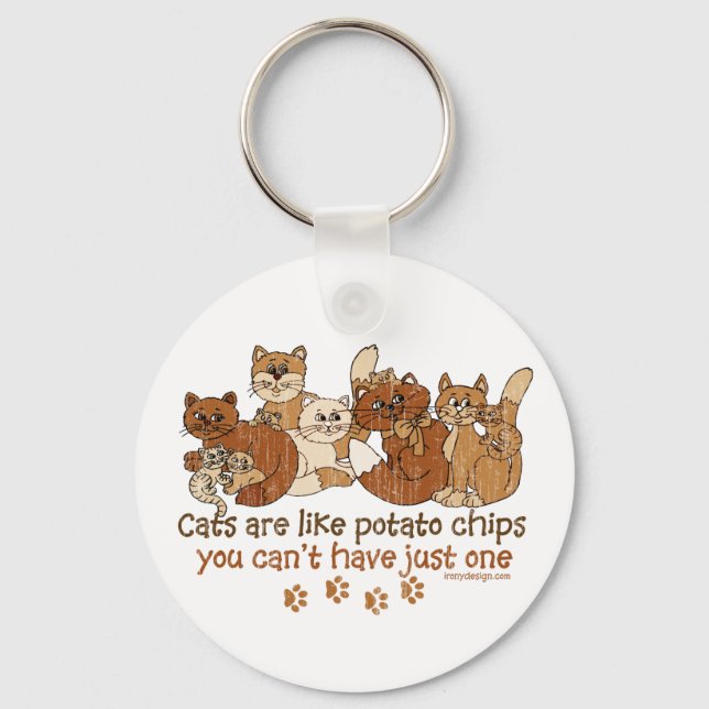 Porte-clés Les chats sont comme des chips (Recto)