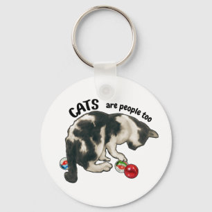 Porte-clés LES CHATS sont des gens aussi, Chat et BILLES