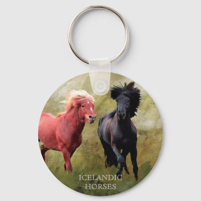 Porte-clés Les chevaux islandais (Recto)