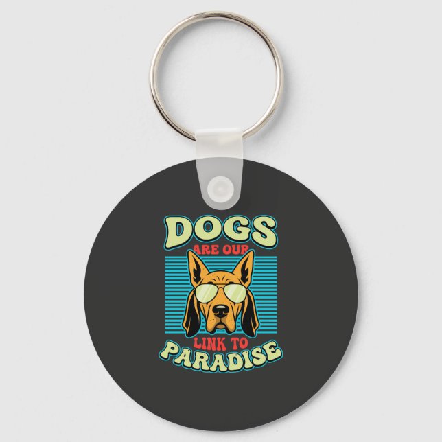 Porte-clés Les chiens sont notre lien vers le paradis Retro V (Recto)