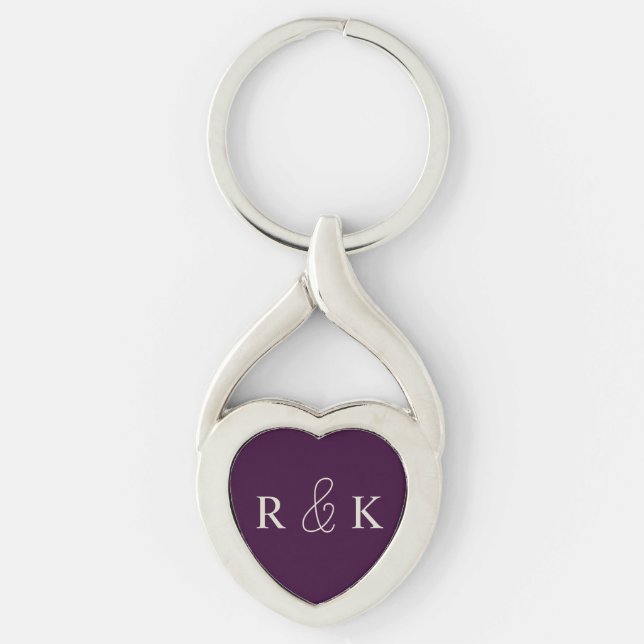 Porte-clés Les couples en forme de coeur aiment monogrammed (Devant)