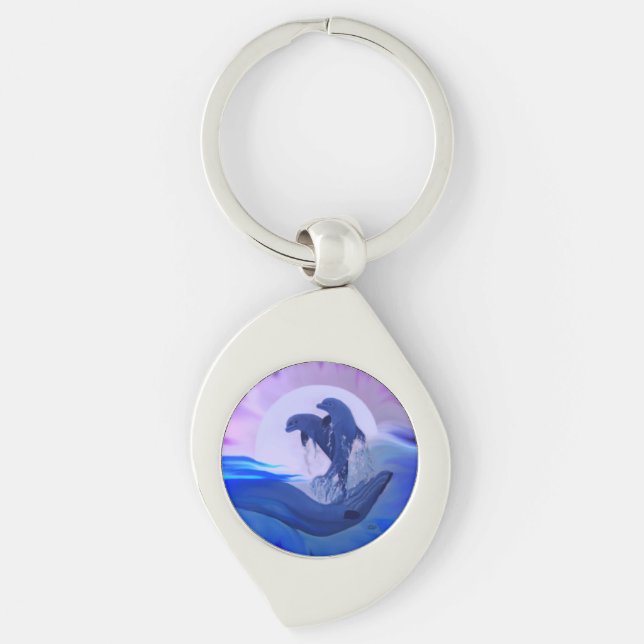 Porte-clés Les dauphins au clair de lune (Devant)