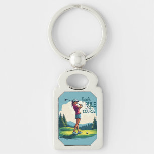 Porte-clés Les filles gouvernent le parcours Retro Golf Illus