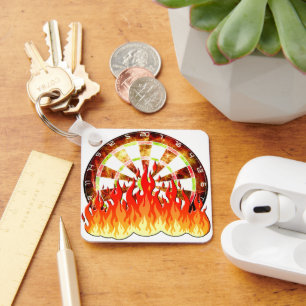 Porte-clés Les fléchettes, feu dans le jeu sur le tableau de