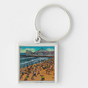 Porte-clés Les foules de coureur et de plage de cyclone, Long