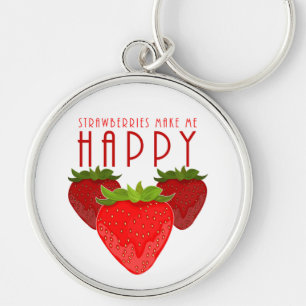 Porte-clés Les fraises me rendent heureux Citation mignonne s