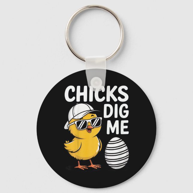 Porte-clés Les gosses les poules me kiffent Joyeuses Pâques l (Recto)