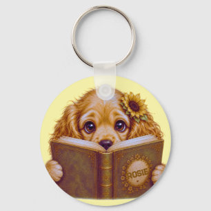 Porte-clés Les jeunes aiment les livres, chiot cocker spaniel
