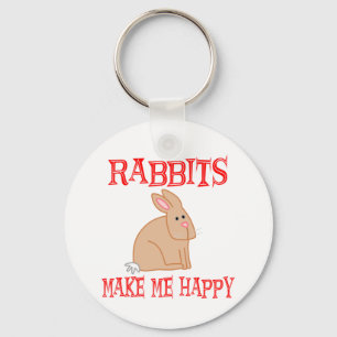 Porte-clés Les lapins me rendent heureux