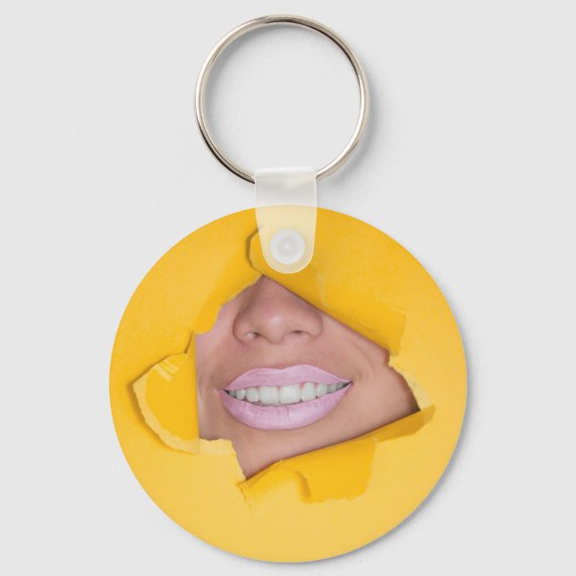 Porte-clés Les lèvres du visage Sourire Jaune (Recto)