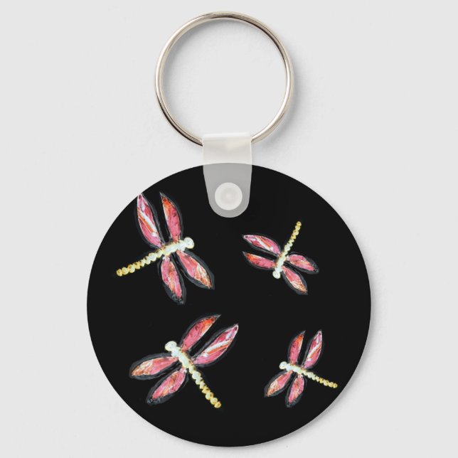 Porte-clés Les libellules roses de l'art des insectes (Recto)