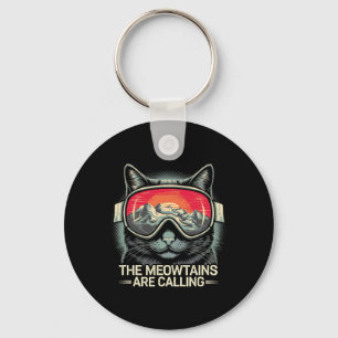 Porte-clés Les Meowtains Appelent Les Ski De Snowboard Cat Ho