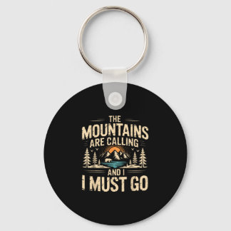 Porte-clés Les montagnes appellent & doivent aller rétro