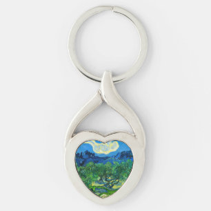 Porte-clés Les oliviers de Van Gogh dans un paysage montagneu