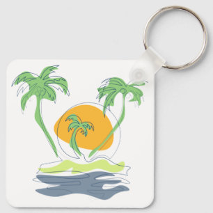 Porte-clés Les paysages de plage tropicaux de l'île. Palmier