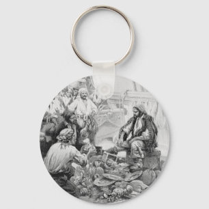 Porte-clés Les pirates vintages comptent leurs trésors et pil