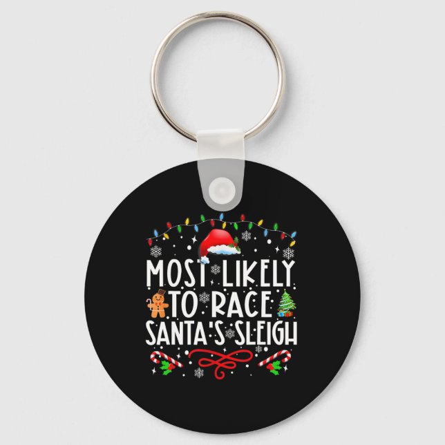 Porte-clés Les Plus Probables De Course Père Noël Sleigh Fami (Recto)